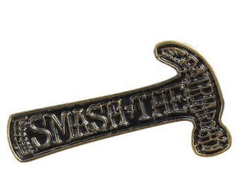 Pin de esmalte feminista "Aplastar el patriarcado", pin de RIOT Grrrl, pin de "Aplastar el patriarcado", pin punk anarquista, pin de Girl Power, pin de Hammer