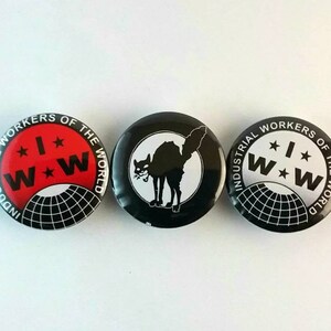 Paquete de insignias de la IWW - Trabajadores Industriales del Mundo, INSIGNIA GRATIS, Anarquista, ANTIFA, Acción Antifascista, Política, Pin de Protesta,