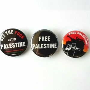 FREE PALESTINE- Badges/Pins Pack Of 3 Anarchist, soldarity PROTEST Pins, Activist, Liberation Gaza