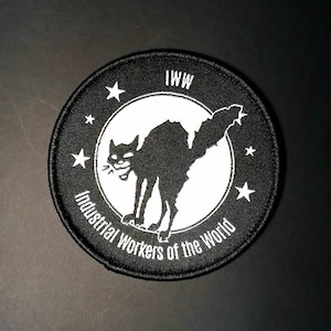IWW Katt-tygmärke - Stryk-på, Anarkist, Världens industriarbetare, ANTIFA Antifascistisk aktion, Politisk, Protestnål,