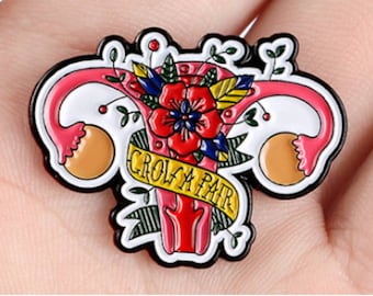 GROW A PAIR- Feminist Pin Badge Enamel-Riot Grrrl Pin, Uterus Pin, Punk Grunge, Punk patch, Girl Power, Feminism, Patriarchy Pin