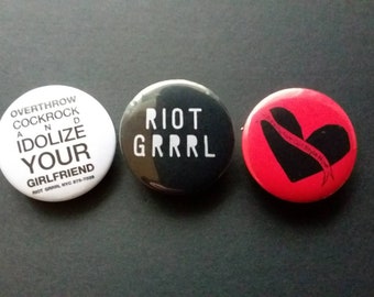 RIOT Grrrl Pin BADGE PacK  -  ReVoLouTioN GiRL sTyLe NoW