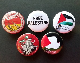 FREE PALESTINE- Badges/Pins Pack 5 Anarchist, soldarity PROTEST Pins, Activist, Liberation Gaza