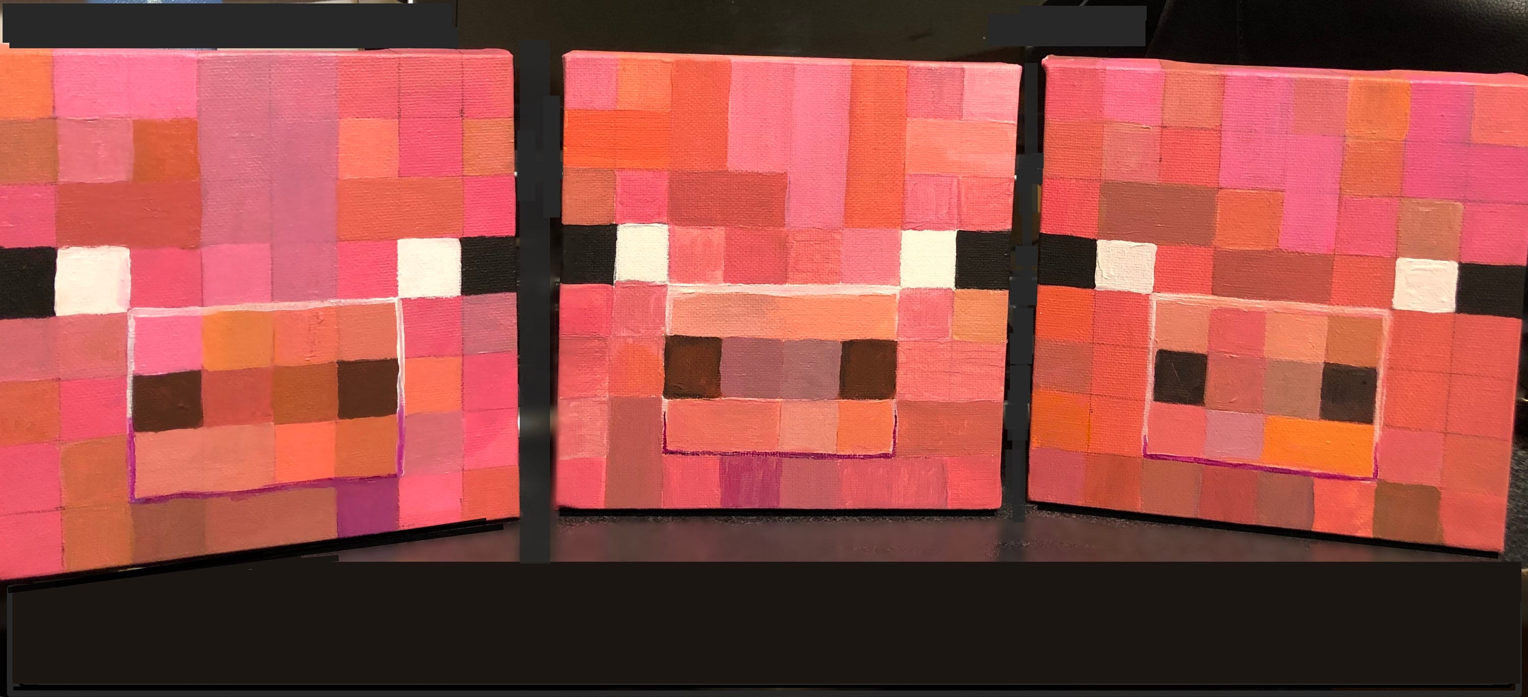 Pixelated Minecraft Pig Painting Etsy