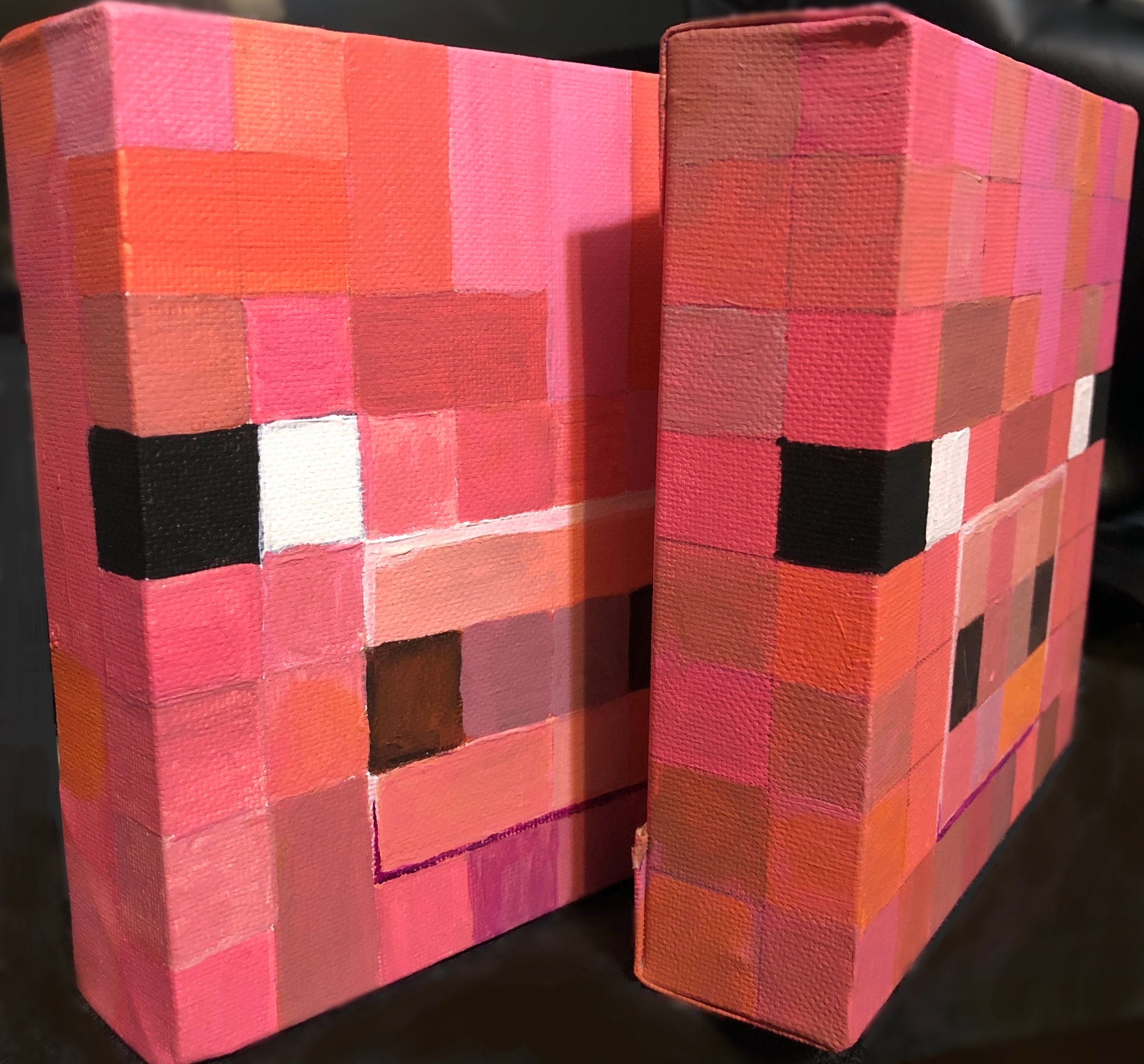 Pixelated Minecraft Pig Painting Etsy