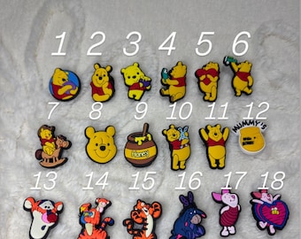 Winnie the Pooh Croc Style Charms for PVC Shoes, shoe charms