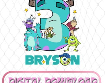 Nome personalizzato Monster Inc PNG, Compleanno personalizzato a tema Monster Inc per Disneyland, Viaggio in famiglia a Disneyland abbinato, Festa di compleanno, Download digitale