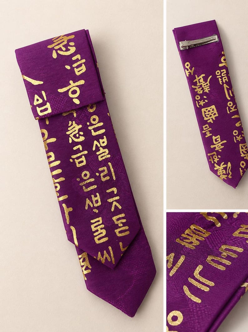 Korean Calligraphy Daenggi Hair Clip | Purple Traditional Ribbon ...
