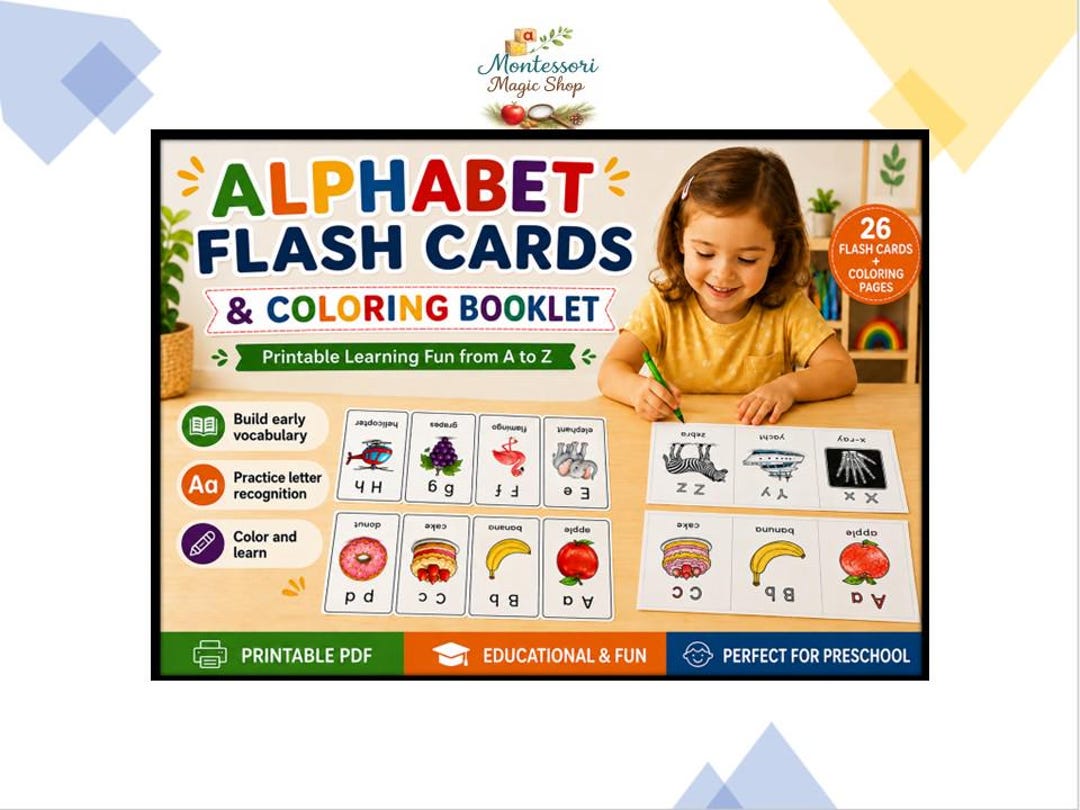 Alphabet Flash Cards and Coloring Booklet | A-Z Preschool Printable ...