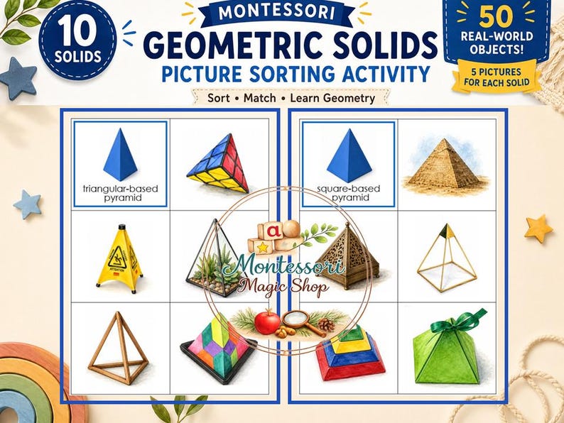 Montessori Geometric Solids Sorting Activity | Real-world Picture Cards ...