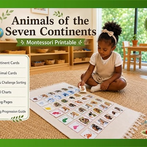 Montessori-Tiere der sieben Kontinente | Sortierkarten & Malvorlagen