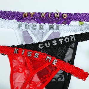 Personalized Thong with Name, Custom Name Thong, Initial Thong, Name G-Strings, Name Underwear, Birthday Gift for Husband, Anniversary Gift