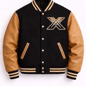 Chaqueta universitaria negra, camel y marrón de Wolverine de X-Men para hombre, chaqueta universitaria con mangas de cuero, chaqueta bomber urbana con parche X bordado