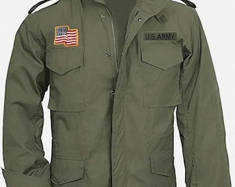Men's John Rambo First Blood Sylvester Stallone Jacket M65 Military US Army Olive Green Cotton Coat