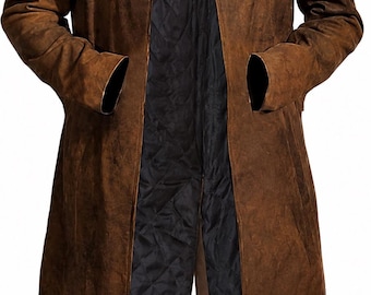 New Vegas A7 Mens Brown Duster Coat, A7 Ranger Cowboy Leather Coat, Post Apocalyptic Long Trench Coat, Western Outlaw Jacket, Vintage Coat