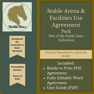 Equestrian Facility Use Agreement Pack (Australia & NZ) – Editable Word/PDF