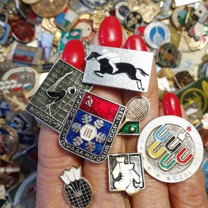 Lotto misterioso di spille sportive casuali: calcio, hockey, atletica leggera (25-100 pezzi)