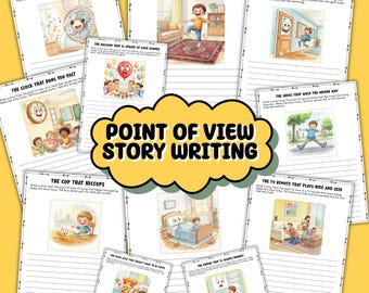 20 Ideas para escribir historias desde diferentes puntos de vista para niños / Hojas de trabajo divertidas sobre la perspectiva de objetos / Actividad creativa / Material imprimible de Lengua y Literatura para la educación en casa (PDF)