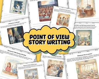 20 Ideas para escribir historias desde diferentes puntos de vista para estudiantes de secundaria / Hojas de trabajo divertidas sobre la perspectiva de objetos / Actividad creativa / Lengua y literatura para la educación en casa (PDF)