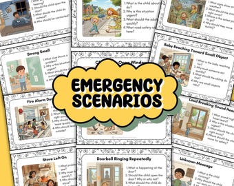 30 tarjetas de tareas de seguridad para emergencias para niños / Actividad sobre situaciones y escenarios peligrosos / Actividades de capacitación para jardín de infantes / Educación en el hogar / Aprendizaje socioemocional (PDF)