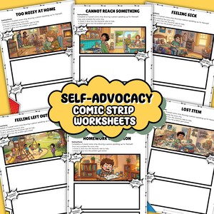 10 Self Advocacy Comic Strip Worksheets for Kids | Asking for Help Activity | Social Skills Drawing & Writing | Confidence Homeschool (PDF)