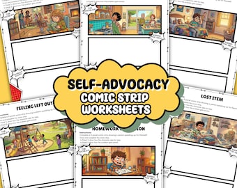 10 hojas de trabajo en formato de tira cómica sobre autodefensa para niños / Actividad para pedir ayuda / Dibujo y escritura de habilidades sociales / Educación en casa para fomentar la confianza (PDF)