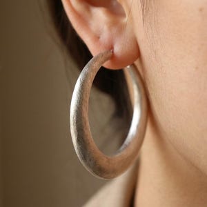 Vintage Sterling Silver Wide Hoop Earrings - Etsy
