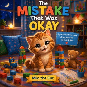 Libro per bambini sugli errori | Milo il gatto | Autostima per bambini (3-6 anni) | Storia della buonanotte in PDF + Pagine da colorare