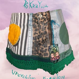 Upcycled Patchwork Mini Skirt – One of a Kind / Sustainable Punk Skirt / Handmade PoKrzywa / Anti Fast Fashion