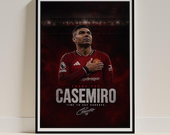 Póster de Casemiro del Manchester United, arte de despedida para los aficionados, regalos de arte del Manchester United y decoración de habitaciones.