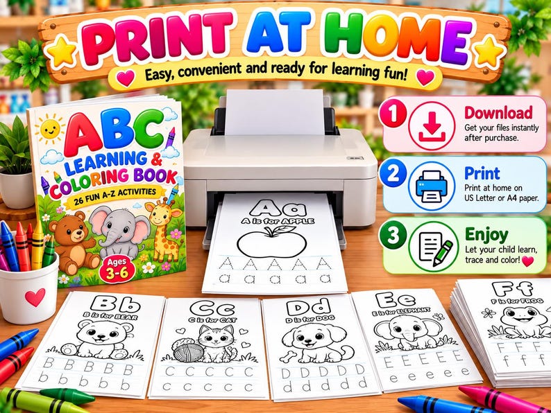 ABC Learning & Coloring Book, Preschool Tracing Worksheets (digital ...