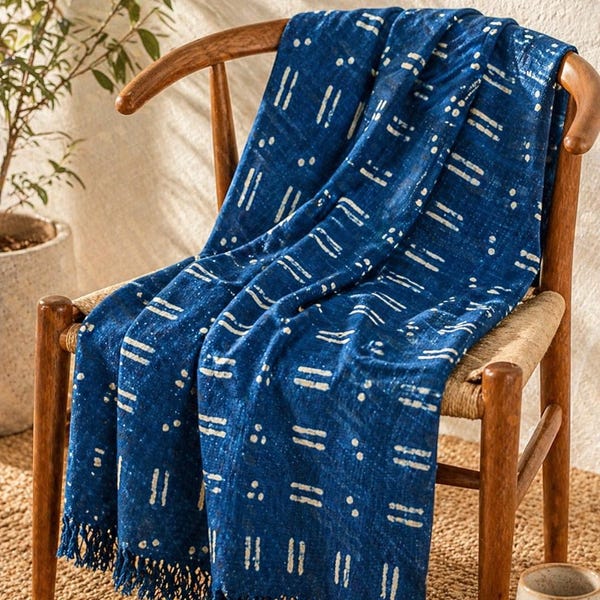 Handblock Drucken Baumwolle Decke, Indigo Blau Geometrische Handwerker Wohnkultur