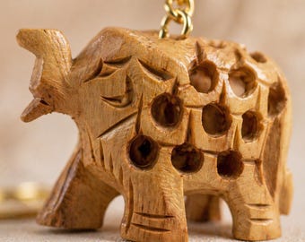 Hand-Carved Wood Lucky Animal charm Set, Boho Indian Folk Art