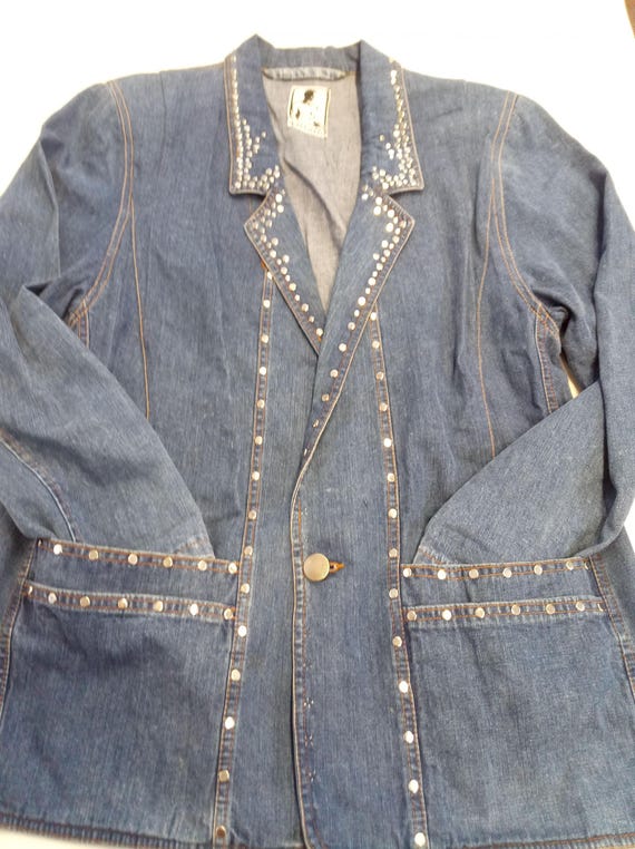 Giacca jeans donna vintage made in italy anni 90 Y2K Upcycled Reworked TG L
