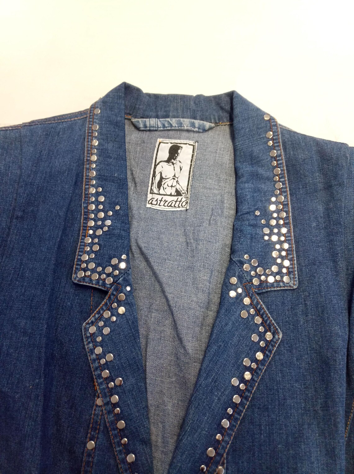 Giacca jeans donna vintage made in italy anni 90 Y2K Upcycled Reworked   TG L, foto 2 di 5
