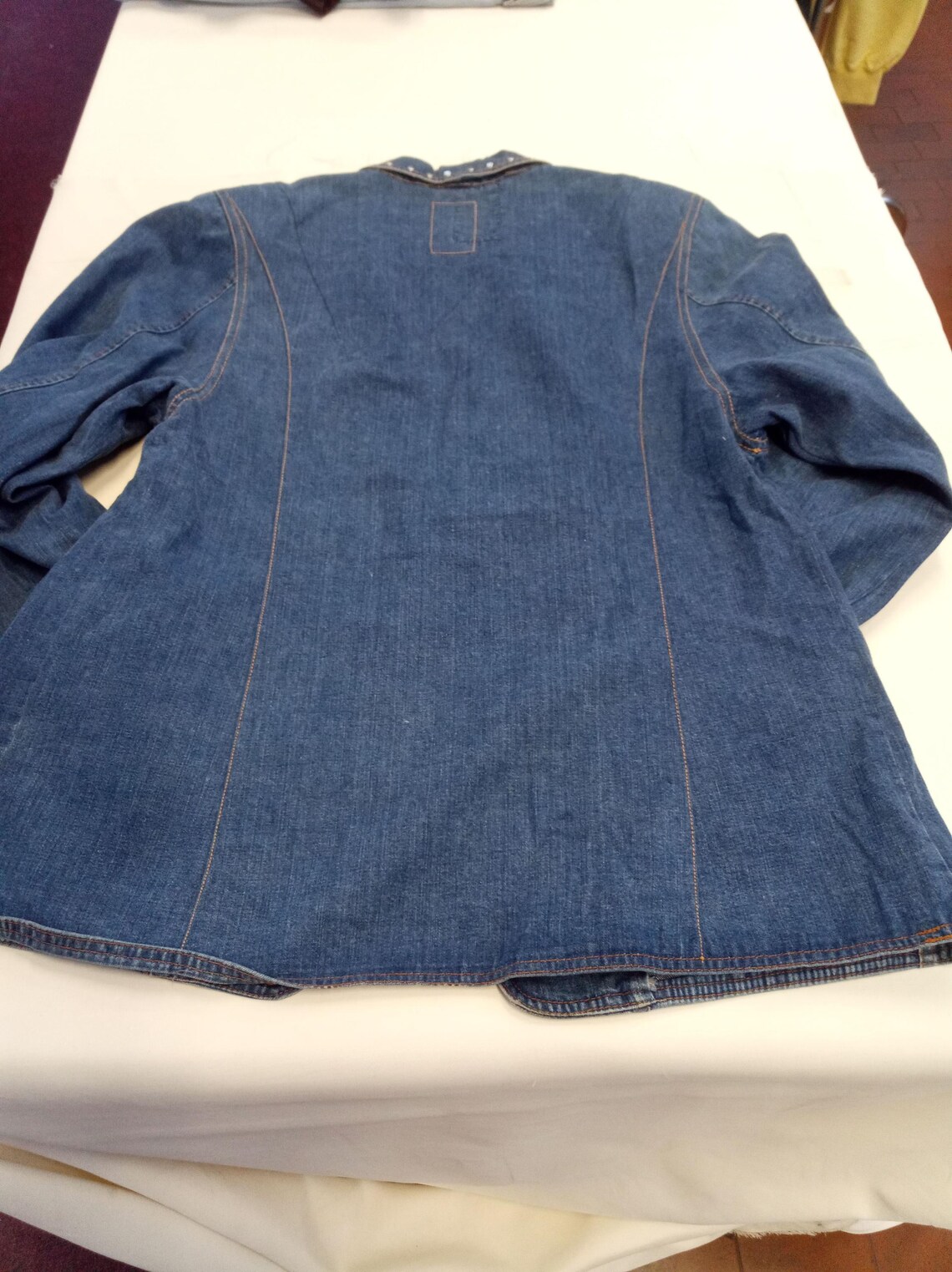 Giacca jeans donna vintage made in italy anni 90 Y2K Upcycled Reworked   TG L, foto 3 di 5