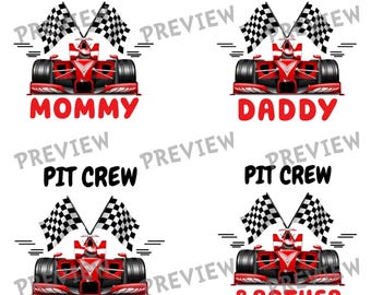 Pit Crew Family Birthday SVG PNG EPS Bundle | Race Car Birthday Matching Shirts | Racing Checkered Flag Clipart for Cricut