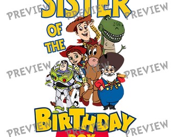 Cowboy and Space Ranger Birthday Sister SVG, Cartoon Toys Birthday Girl Digital Download, Birthday Family Sublimation PNG, Cut File Cricut