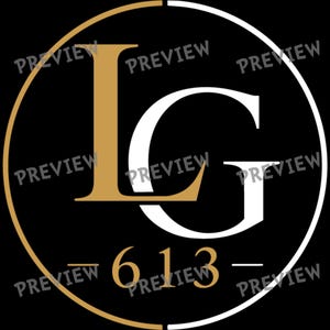 Puede incluir: Logotipo circular con las letras "LG" en dorado y blanco, y el número "613" en dorado. El logotipo está sobre un fondo negro, con un borde circular dorado y blanco.