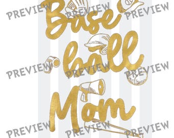 Baseball Mom SVG PNG Bundle | Faux Gold Foil Game Day Digital Design | Sports Mother Sublimation Graphic | Baseball Clipart for Shirts