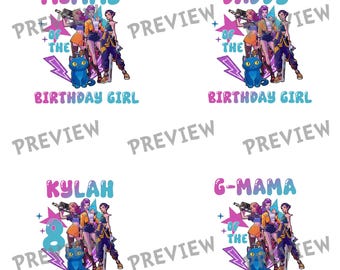 Anime Gamer Girl Squad Birthday Family 4 SVG Bundle | Matching Birthday Party Shirts | Cool Pop Art Birthday Girl Mommy Daddy Cut Files