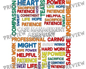 Case Management Assistant Word Cloud Digital Design | Healthcare Support Staff PNG | Professional Typography Graphic