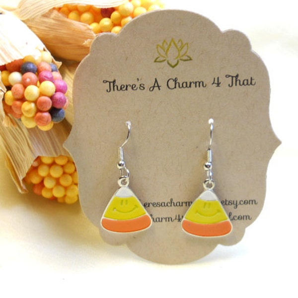 Candy Corn Earrings, Holiday Jewelry, Festive Halloween Charm Earrings, Gifts for Women and Girls