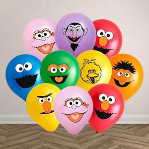 Sesame Street Balloons 16Pcs | Elmo Cookie Monster Big Bird Party Balloons | 1st Birthday Decorations | Colorful Character Latex Balloons