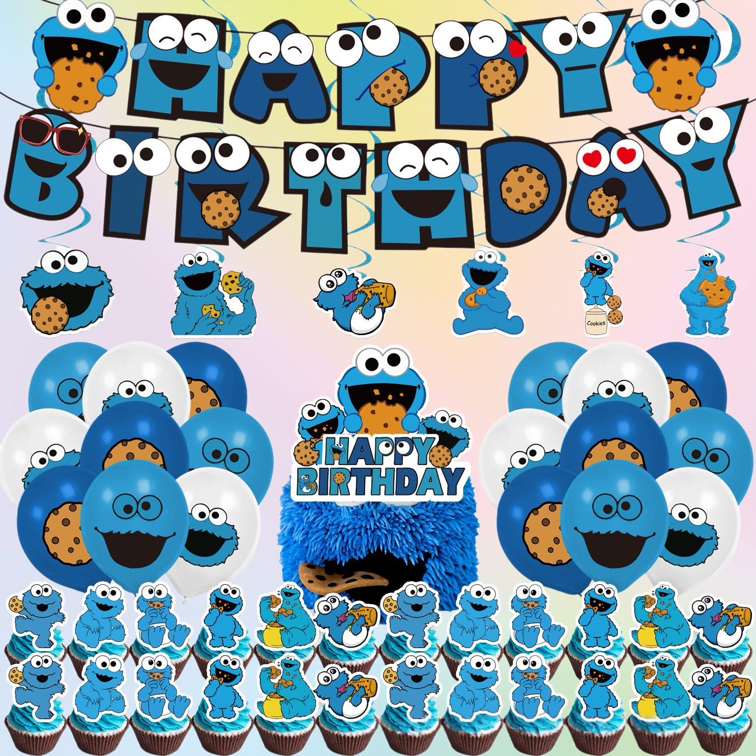 Cookie Monster Birthday Decorations Set – Sesame Street Party Supplies