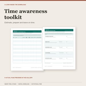 Time Awareness Planner Printable, Leave-on-Time Toolkit (A4 + US Letter PDF)