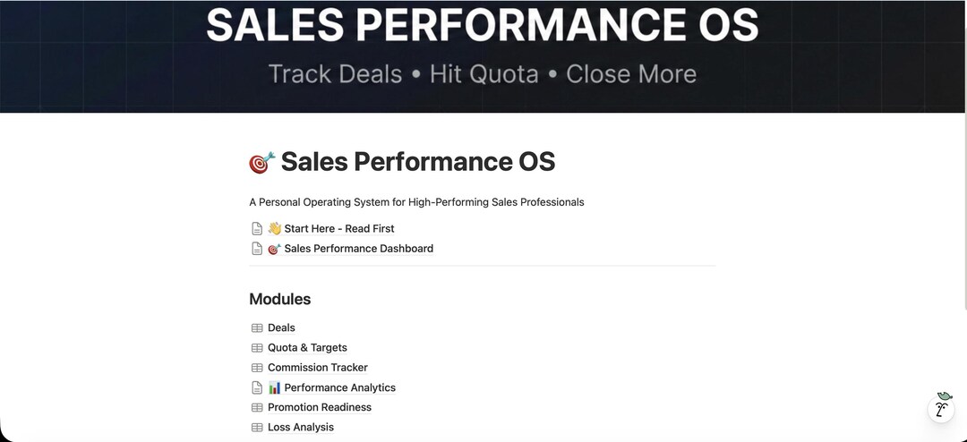 Sales Performance OS | Notion CRM Template | Sales Pipeline Tracker ...