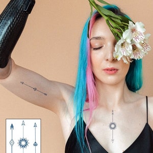 2 sheets | Semi-Permanent Tattoo | Arrow set | Lasts up to 2 weeks | Gift Idea | Temporary Tattoo | Jagua Henna | Cruelty freeos