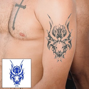 Dragon Face Semi-Permanent Tattoo: Lasts 2 Weeks (2 Sheets)