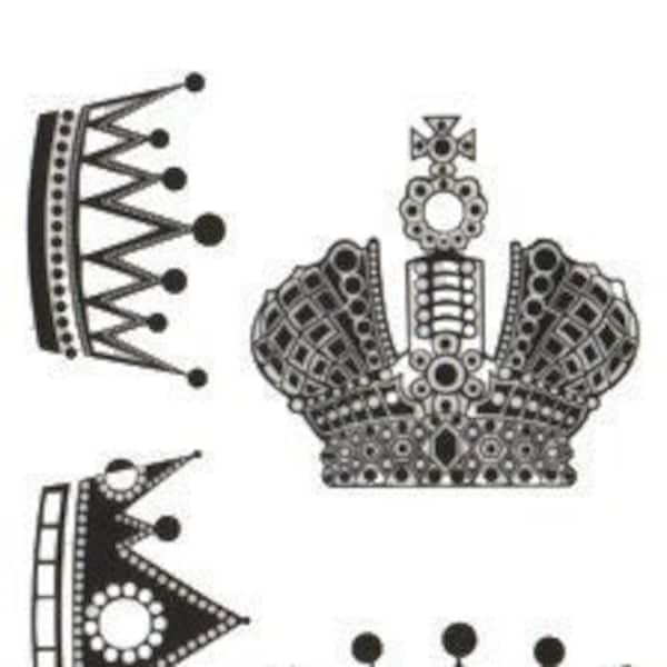 Sheet of 6 regal Crown temporary tattoos || Kings and Queens || 2.5" x 3.5" || FAST SHIPPING